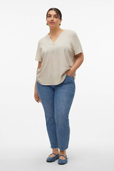 Veromoda Curve VMCMYMILO SS V-NECK TOP WVN GA CUR