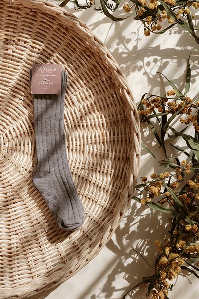 BABYBEK Knee Length Cotton Socks - Gray