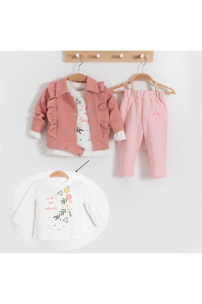 Butik ZEO KIDS KIZ 6 AY KEMERLİ MONT 3LÜ TAKIM