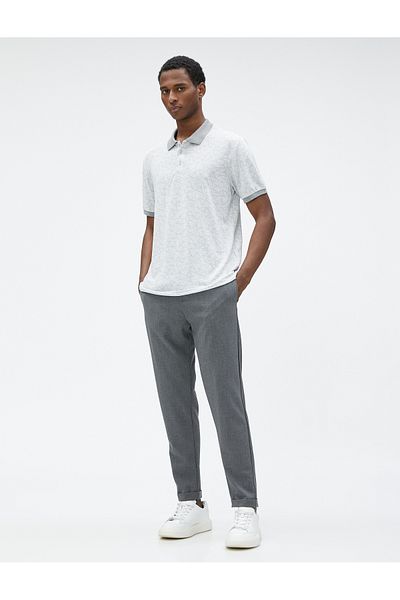 Koton Polo Neck T-Shirt Geometric Printed Short Sleeve Slim Fit