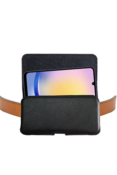 EXENAR Samsung A21S Kılıfı Samsung A22 Uyumlu Bel Kemer Kılıfı Suni Deri Kapaklı