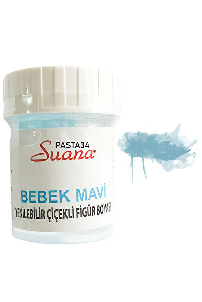 Pasta34 Suana Yenilebilir Figür Çiçek Boyası Bebek Mavi