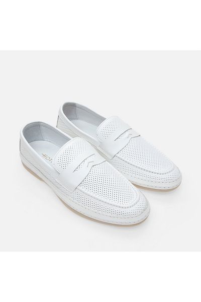 Hotiç Mocasini alb din piele naturală pentru bărbați