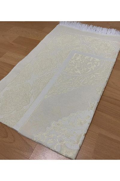 skycott Luxury Light color ottoman chenille prayer mat with rosary gift,patterned fringed pocketing taffeta prayer mat