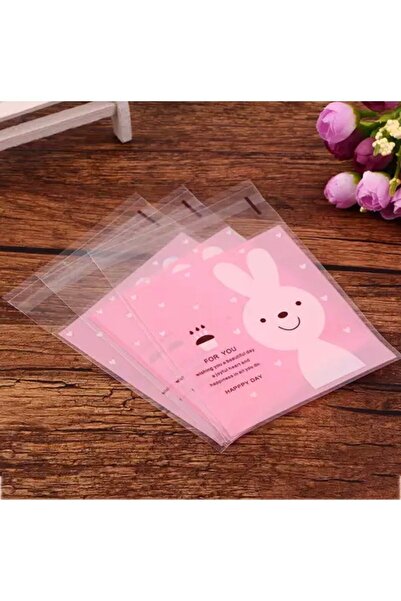 OZN TUHAFİYE Bantlı Şeffaf Desenli Poşet Opp 10x10 Cm 95 Adet