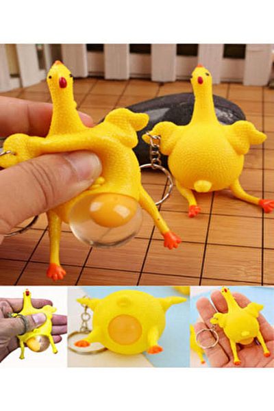 Squishy 4Pcs Laying Eggs Chicken Keychain