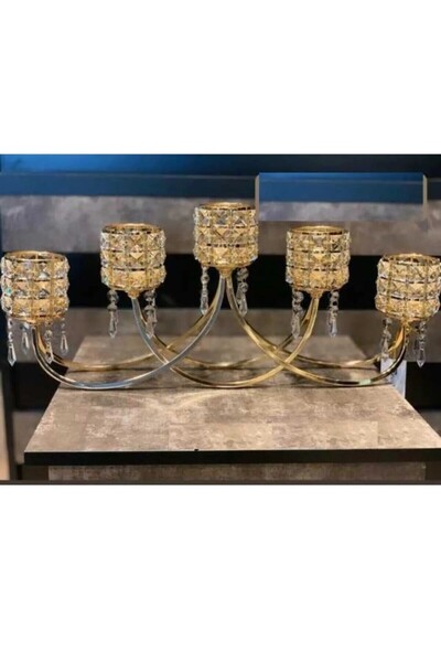 Genel Markalar KRİSTAL TAŞLI YATAY 5'Lİ LÜX ŞAMDAN