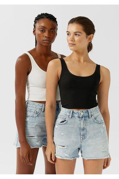 BNK Shop Pachet crop top din 2 piese alb-negru pentru femei