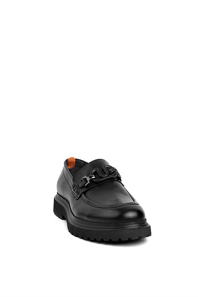 MARCOMEN 19578 Men's Genuine Leather Loafer Shoes Black