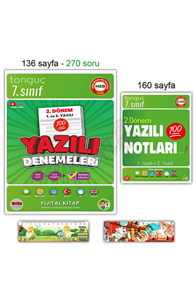 Tonguç Yayınları 7. Sınıf 2. Dönem Yazılı Notları ve Denemeleri Tüm Dersler 2024