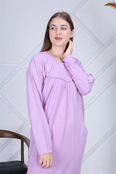 sevateks %100 PAMUK PENYE BATTAL BEDEN DÜZ RENK GECELİK DÜĞMELİ LOHUSA GECELİĞİ