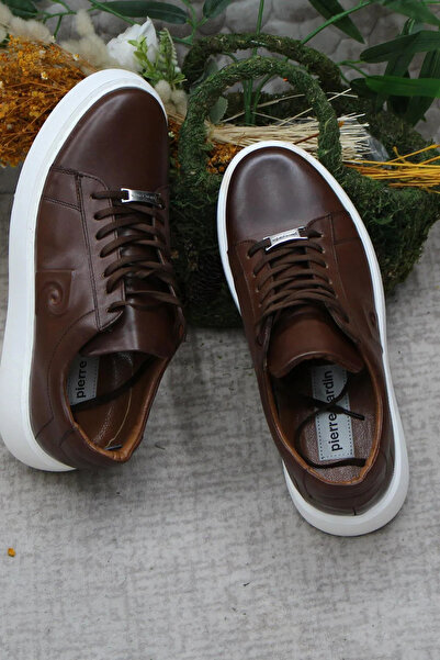 Pierre Cardin Hakiki Deri Kahverengi Beyaz Erkek Casual Sneaker