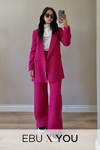 EBU Prive Жіночі крепові штани-палаццо фуксія