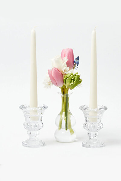 SANAT SEPET İŞLERİ Pastel Renk Konik Şamdan Mum - 2' Li Set