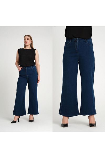 Butik Nilyam Women's Large Size Wide Leg Jeans 24051