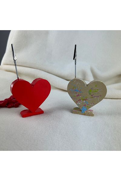 Melouro Red and Colorful Heart 2-Piece Concrete Note Holder Set