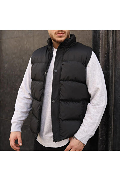 Genel Markalar Erkek Siyah Dar Kesim Yüksek Dolumlu Şişme Yelek