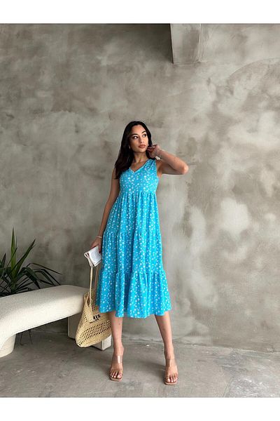 S&A Collectionn Rochie de damă, cu decolteu în V, florală, fără mâneci, până la genunchi