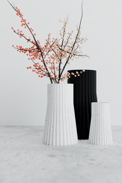 Mermer Renk Iskandinav Vazo 10x22cm Doğa Dostu Biyoplastik 3d