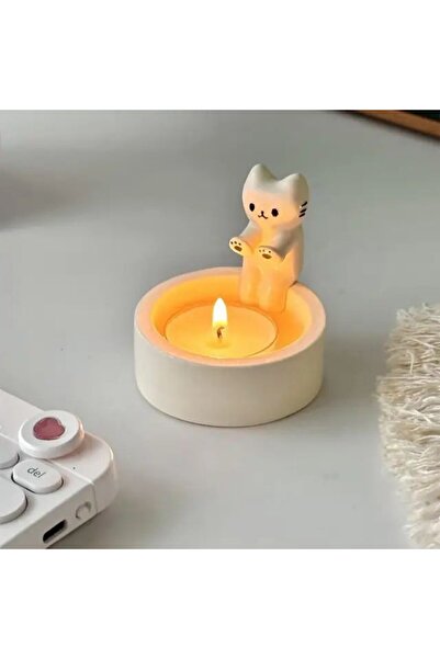 Mutlu Kedi mumluk dekor
