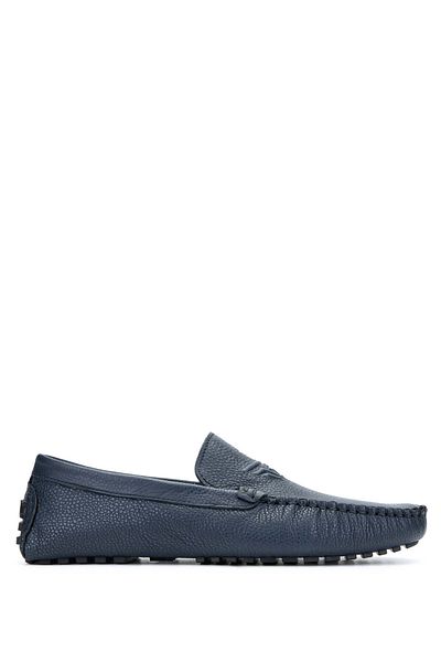 Tamer Tanca Men's Genuine Leather Navy Blue Loafers