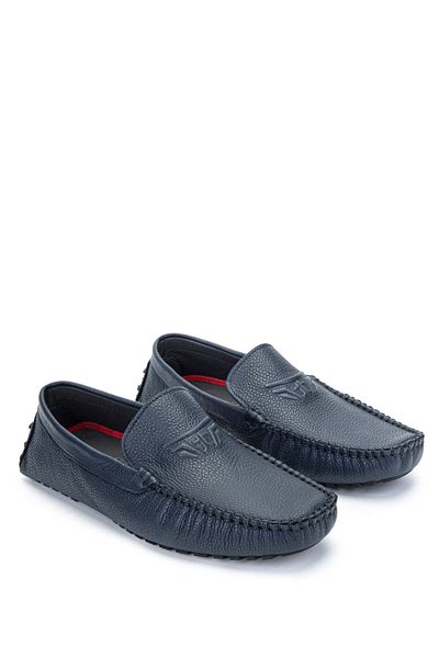 Tamer Tanca Men's Genuine Leather Navy Blue Loafers