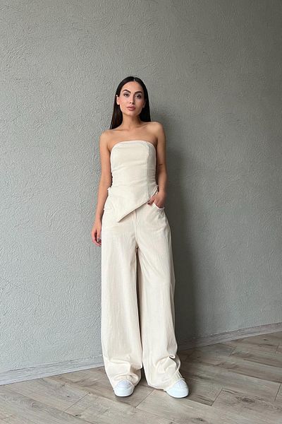 Seda Yalçın Atelier Beige Lace-up Waist Wash Detailed Trousers