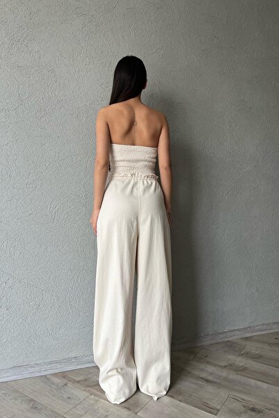 Seda Yalçın Atelier Beige Lace-up Waist Wash Detailed Trousers