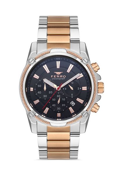 FERRO - FM31300A-E3 44mm Silver/Rose Men's Wristwatch