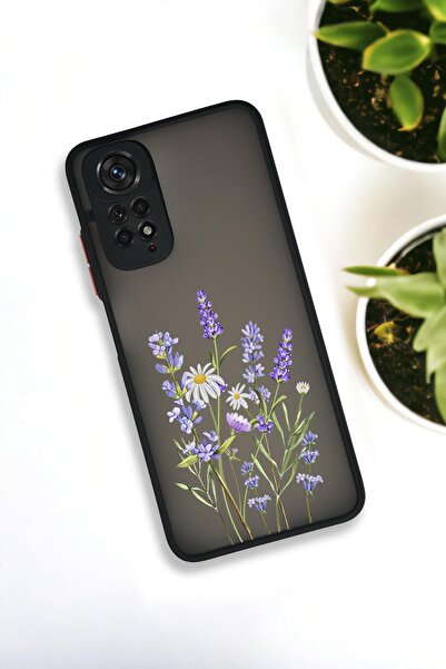 mooodcase Xiaomi Redmi Note 11 Uyumlu Lavender Desenli Buzlu Şeffaf Lüx Telefon Kılıfı