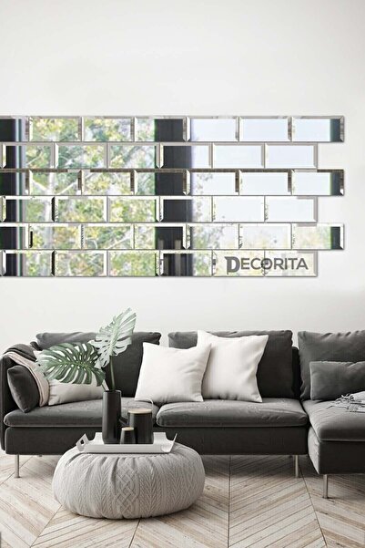 Decorita Ayna - 10'lu Takım Tuğla Modelli Ayna - 25cm X 12,5cm
