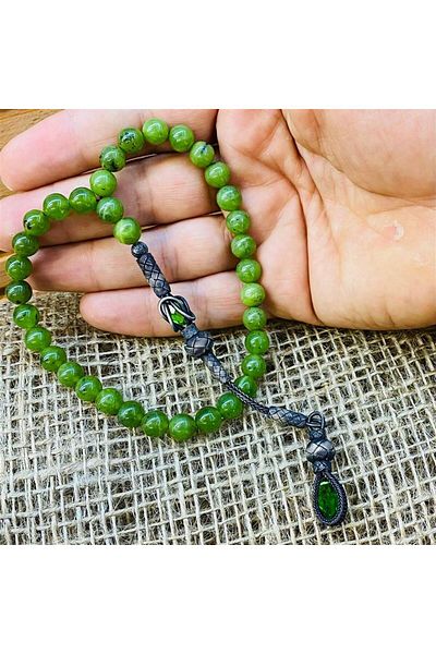 dergah tesbih Silver Jade Stone Rosary