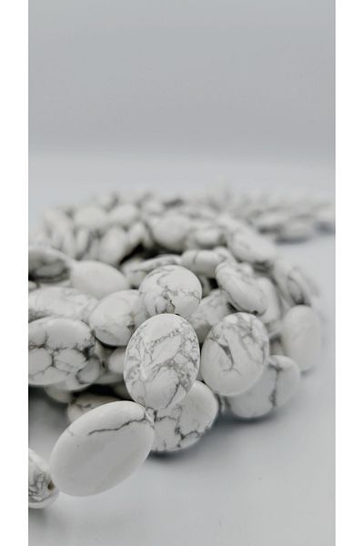 Yüksel Boncuk 18x13 mm Howlite Stone Ellipse Cut Natural Stone String