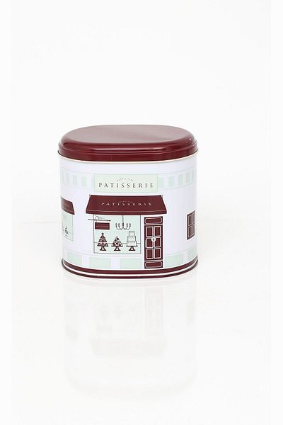 EVLE Ef004-f7 Patisserie Home Patterned Oval Metal Storage Container 11x15 Cm