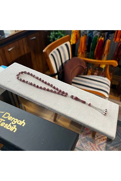 dergah tesbih Silver Rosary - Enamel Embroidered