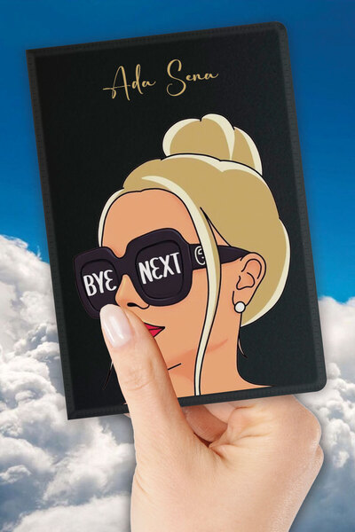 senada İsim Yazılı Pasaport Kılıfı Desenli Pasaport Kabı Kişiye Özel - Bye Next