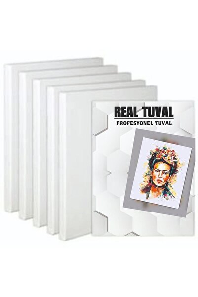 REAL TUVAL 25×35 Cm 5'li Paket Arkadan Zımbalı- %100 Pamuk-tuval