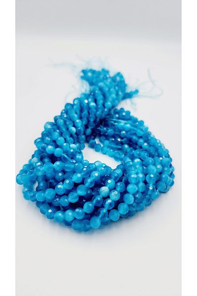 Yüksel Boncuk Σειρά από φυσική πέτρα 6 mm Blue Cat's Eye Stone Faceted Cut