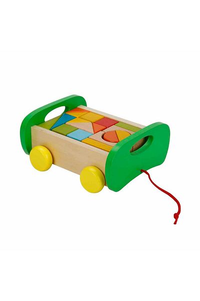 Woody 17 Pieces Wooden Game Blocks - Pulling Car