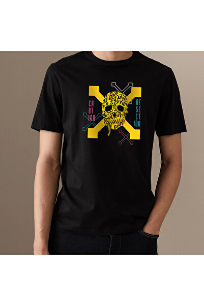 Crea Eymer Wear Crna okrugla kragna 100% Pamuk majica - DIZAJN SEKCIJE LUBANJ...
