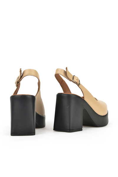 Ziya Beige Women's Heeled Sandals - Genuine Leather 141992 z28003