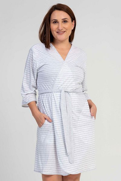 VİENETTA Γυναικεία ρόμπα Capri Sleeve Grey Melange μεγάλου μεγέθους C3T2N1601