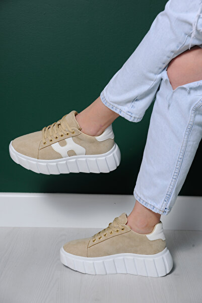 Sibel Durmaz Beige Color Flower Sneakers
