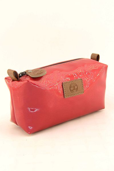 HNB Women's Red Patent Leather Makeup Bag