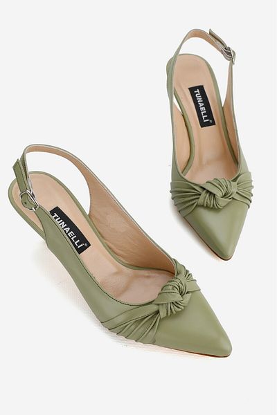 TUNAELLİ PANTOFI CU TOC NUMĂRUL 35-41 DE PIELE VERDE VERDE