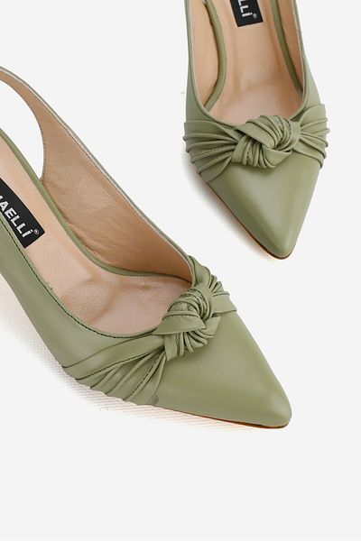 TUNAELLİ PANTOFI CU TOC NUMĂRUL 35-41 DE PIELE VERDE VERDE
