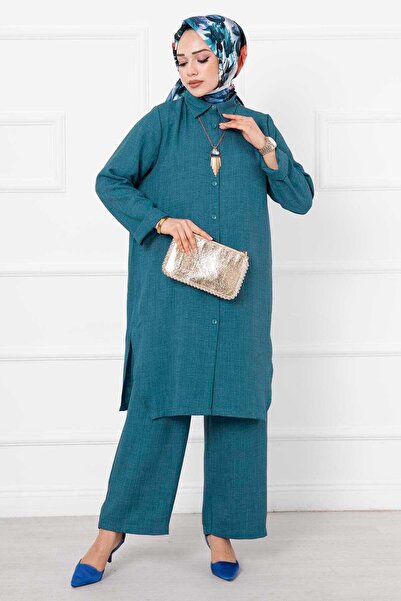 EBRUTESETTÜR طقم مزدوج طويل من الكتان موديل MD20562