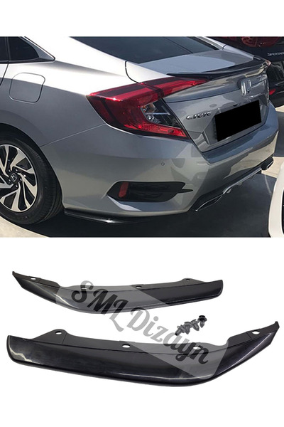 SML Dizayn Honda Civic Fc5 2016-2021 Arka Flap Plastik Parlak Siyah Civic Fc5 Arka-Tampon-Bıçak-Flap-Lip-Ek