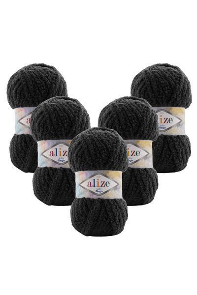 Alize Softy Mega 5-pack 60 Μαύρο πλεκτό νήμα
