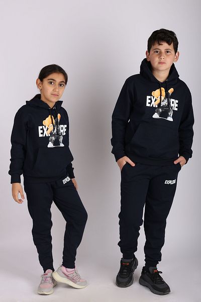 çiko kids Σετ φόρμας Unisex με κουκούλα Explore Teddy Bear με στάμπα καγκουρό